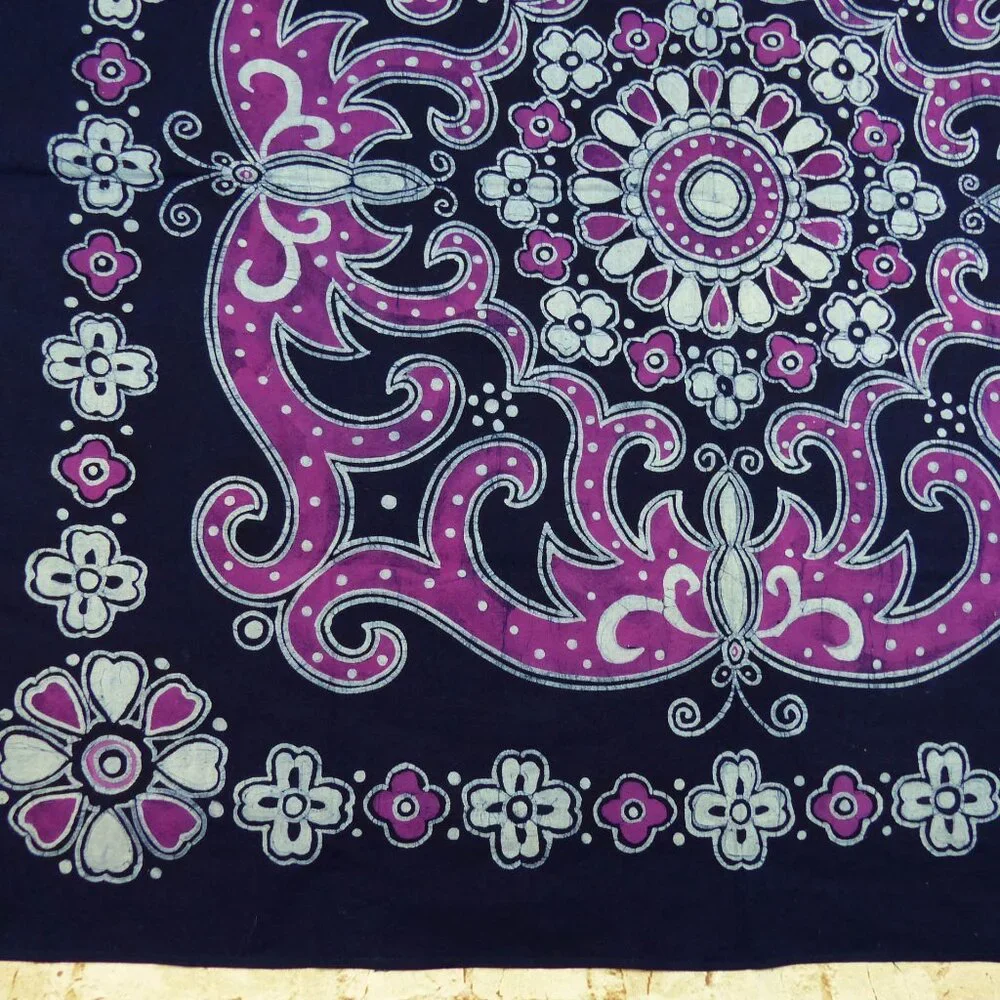 Tapestry Indigo Blue Violet Floral Print Square Wall Art Decor Boho 45 ¼ X 44